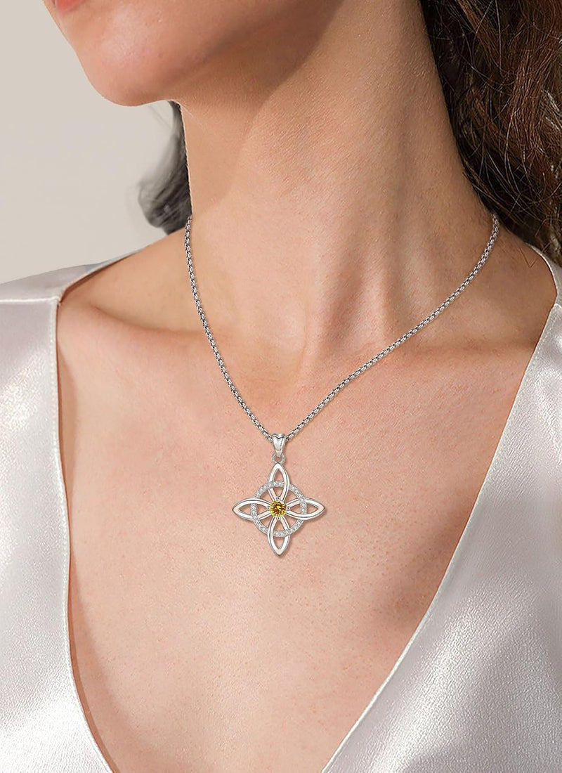 Witches Knot Necklaces-925 Sterling Silver Nudo De Bruja Plata 925 Original Witchy Jewelry Women Amuletos De Proteccion De Brujeria Necklace Gifts for Wiccan Witch Jewelry