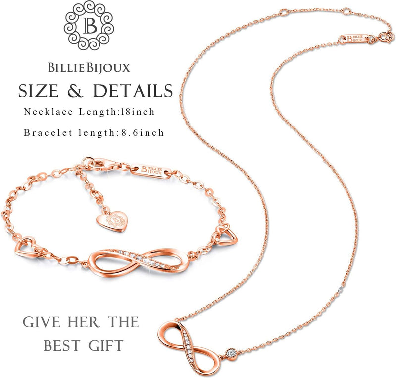 925 Sterling Silver Necklace Bracelet Jewelry Sets Infinity Love Jewelry Sets White Gold Plated Women Necklace Gifts for Women
