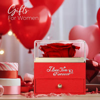 Preserved Real Red Rose with Angle Wings Necklace, Anniversary Birthday Gifts for Women, Wife Girlfriend Mom Gift Ideas for Christmas Mother'S Day Valentine'S Day, I Love You Gifts for Her